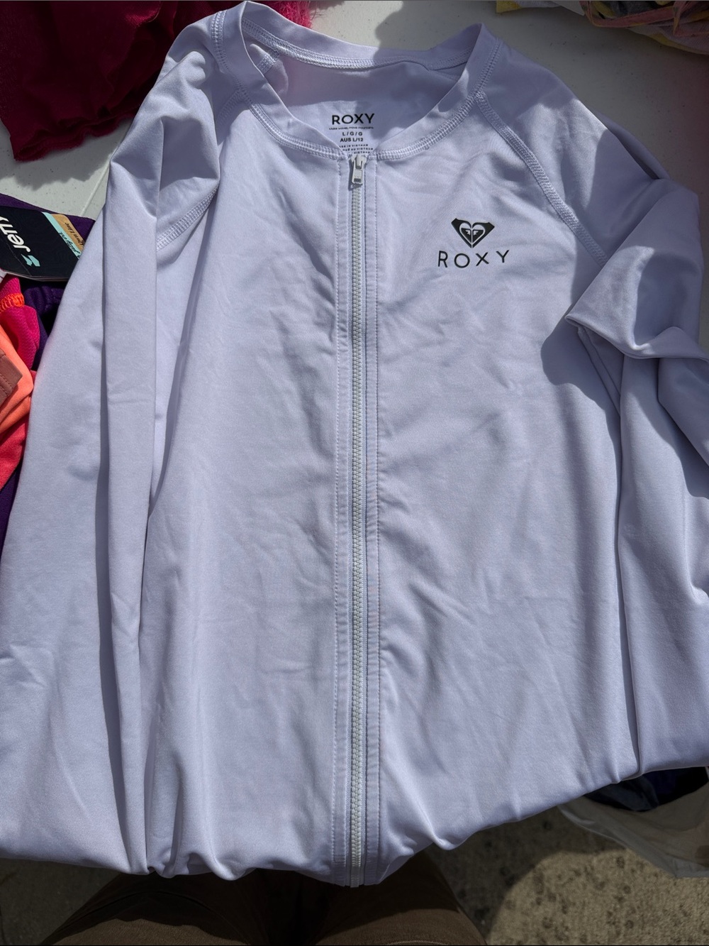 Roxy Girls' White Full-Zip Rash Guard Jacket